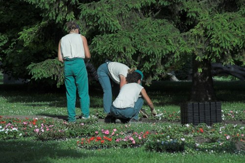 Inspector reviewing garden maintenance records on site
